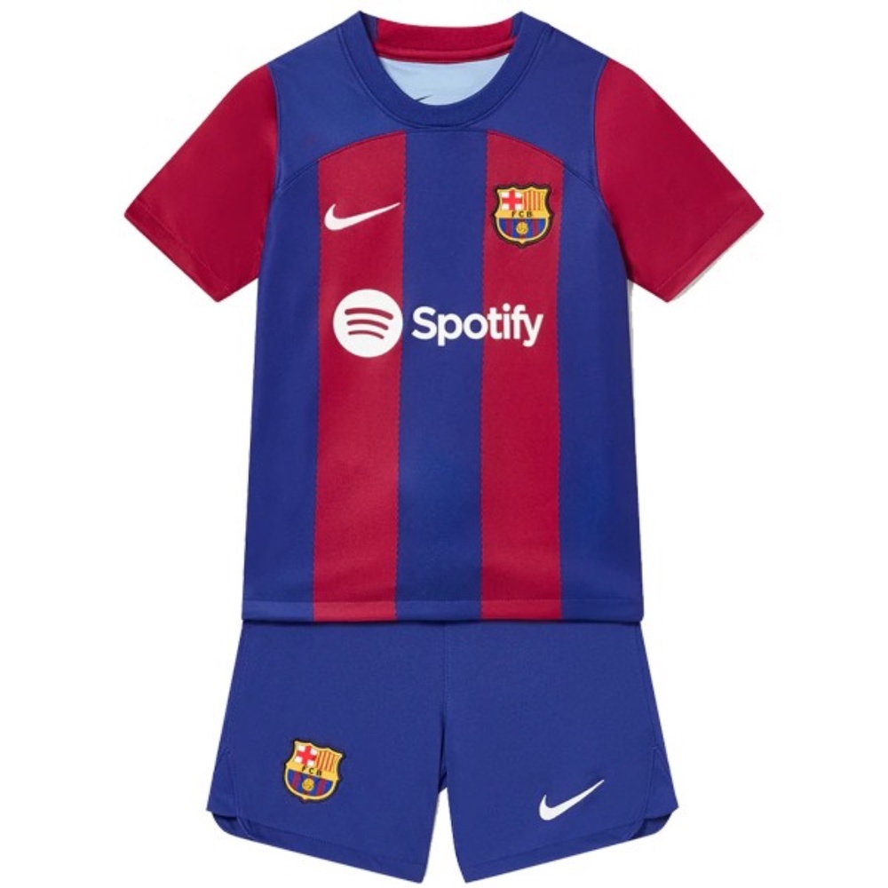 BARCELONA YOUTH HOME JERSEY + SHORTS KIT 2023/24